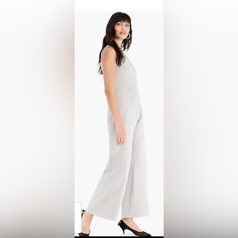 J. Crew Silver Lurex Wide Leg Sleeveless Jumpsuit, Size Medium